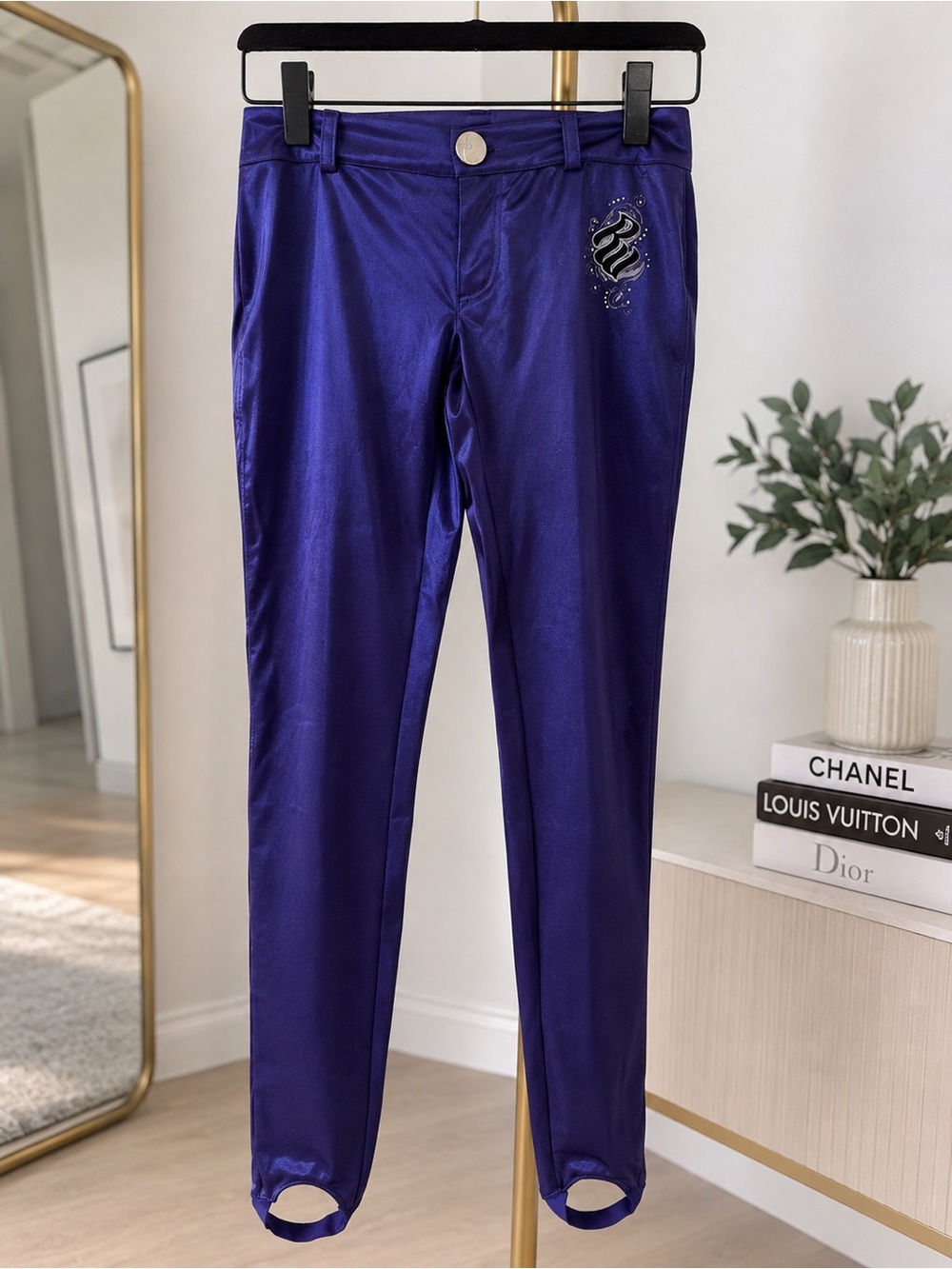 Rower Stretch Satin Riding Pants in Deep Purple size S
